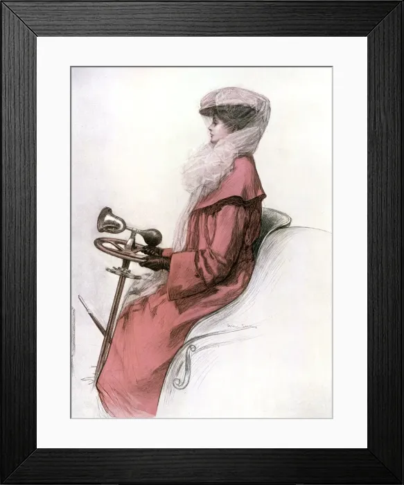 Framed Print : Woman wearing motor-coat 1905 Framed Print : Woman wearing motor-coat 1905