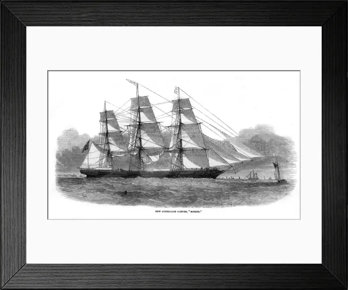 Framed Print : SPEEDY. British clipper ship for the Australia run, built by Cox of Bridport Date: 1853