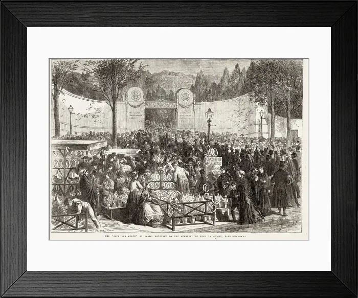 Framed Print : La Jour des Morts (Day of the Dead) - Parisiens visit tombs of their dead relatives Date: 1869