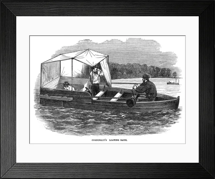 Framed Print : Floating Bath / Iln / 1850 Framed Print : Floating Bath / Iln / 1850