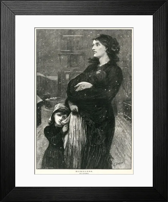 Framed Print : Homeless mother and child 1876