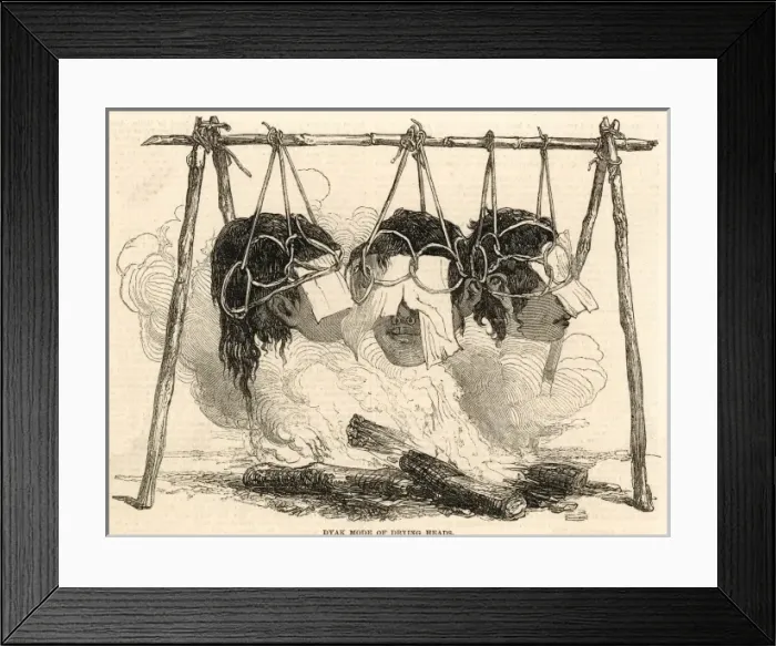 Framed Print : Borneo / Dyak Drying Heads Framed Print : Borneo / Dyak Drying Heads