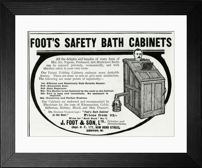 Framed Print : Advert for Foots Safty Bath Cabinets 1912 Framed Print : Advert for Foots Safty Bath Cabinets 1912