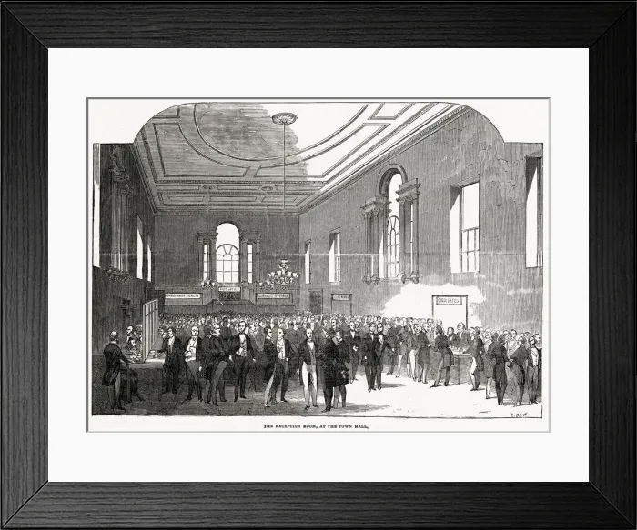 Framed Print : Reception room at the Town Hall, Cambridge Date: June 1845 Framed Print : Reception room at the Town Hall, Cambridge Date: June 1845