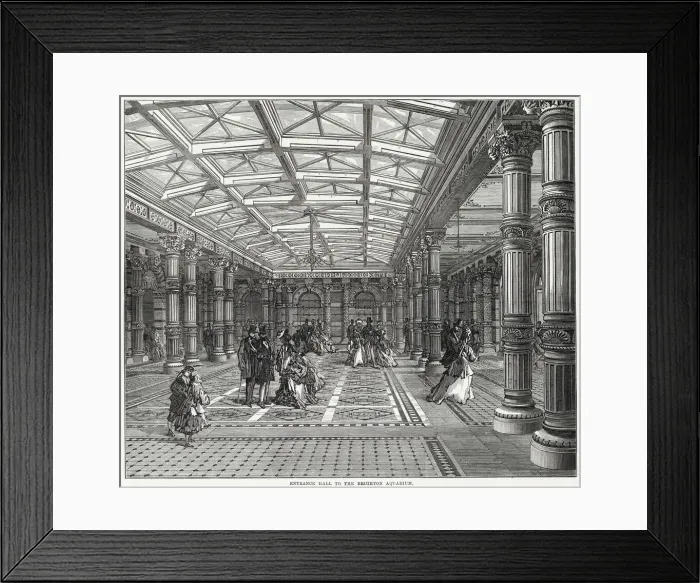 Framed Print : Entrance Hall to the Brighton Aquarium, designed by Eugenius Birch. Date: 1872 Framed Print : Entrance Hall to the Brighton Aquarium, designed by Eugenius Birch. Date: 1872