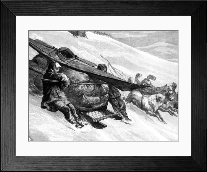 Framed Print : De Long  /  Sledging Downhil