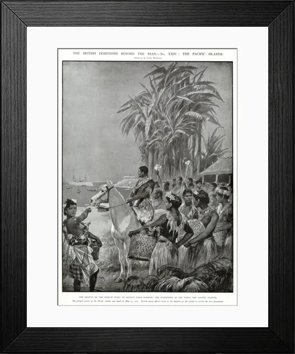 Framed Print : Tonga and the Society Islands are ceded to Britain: the arrival of the British fleet Framed Print : Tonga and the Society Islands are ceded to Britain: the arrival of the British fleet