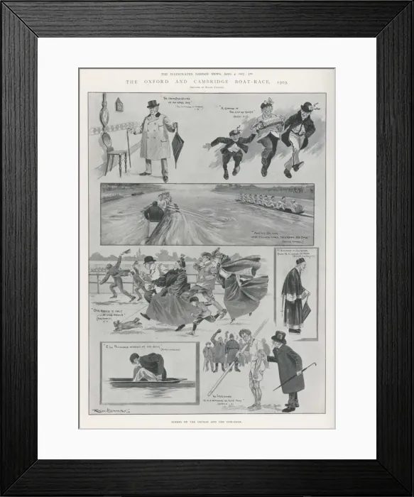 Framed Print : Boat Race Scenes 1903 Framed Print : Boat Race Scenes 1903
