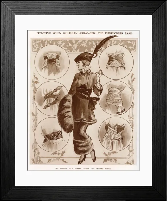 Framed Print : Page showing how to skilfully tie a sash in different ways. Date: 1913