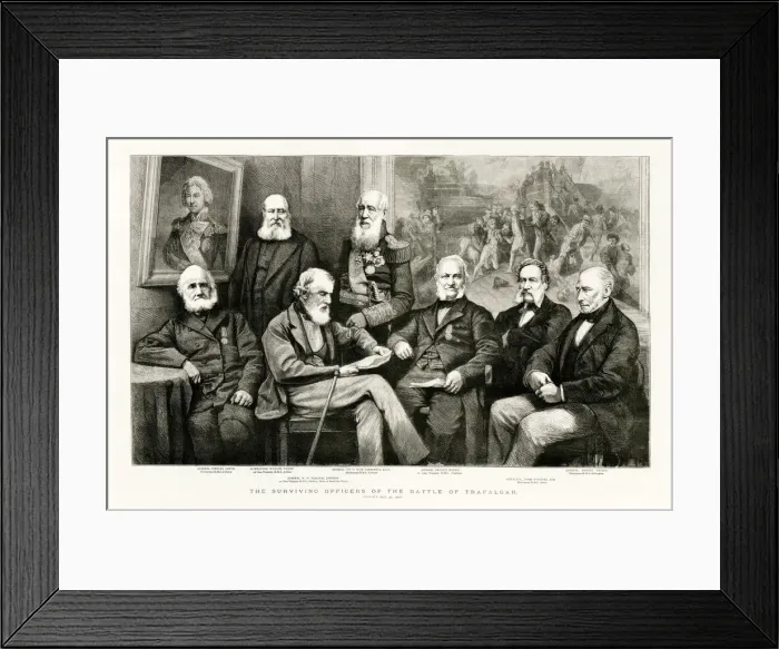 Framed Print : BATTLE OF TRAFALGAR Surviving veterans meet after 74 years ! Date: 1805 - 1879 Framed Print : BATTLE OF TRAFALGAR Surviving veterans meet after 74 years ! Date: 1805 - 1879