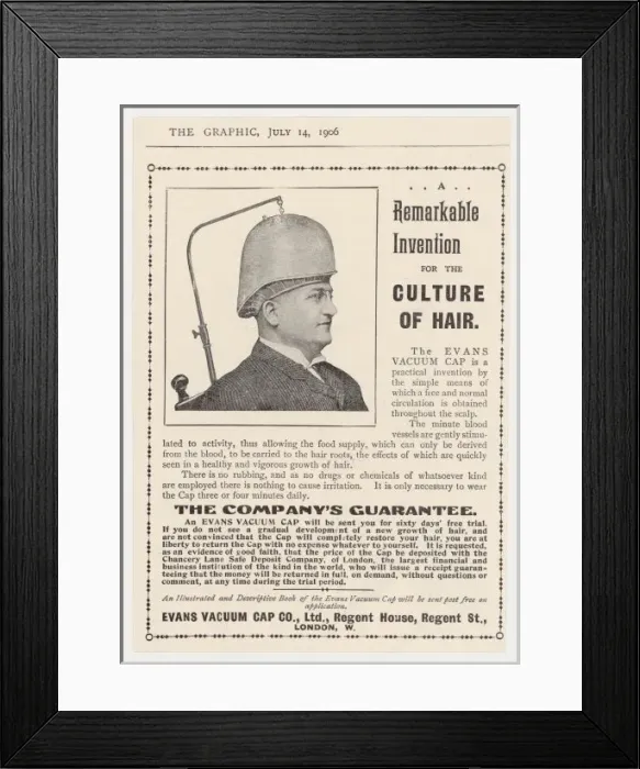 Framed Print : Advert / Hair Growth Cap Framed Print : Advert / Hair Growth Cap
