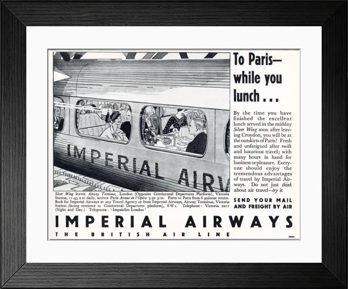 Framed Print : Advert for Imperial Airways to Paris 1932 Framed Print : Advert for Imperial Airways to Paris 1932