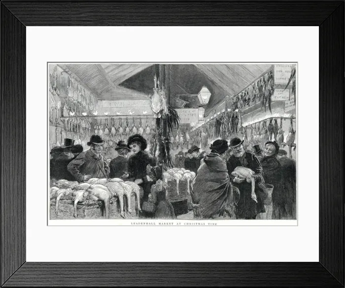 Framed Print : Leadenhall Market at Christmas 1884