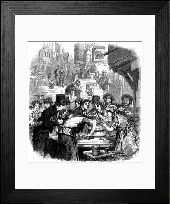 Framed Print : London Oyster Stall 1861 Framed Print : London Oyster Stall 1861