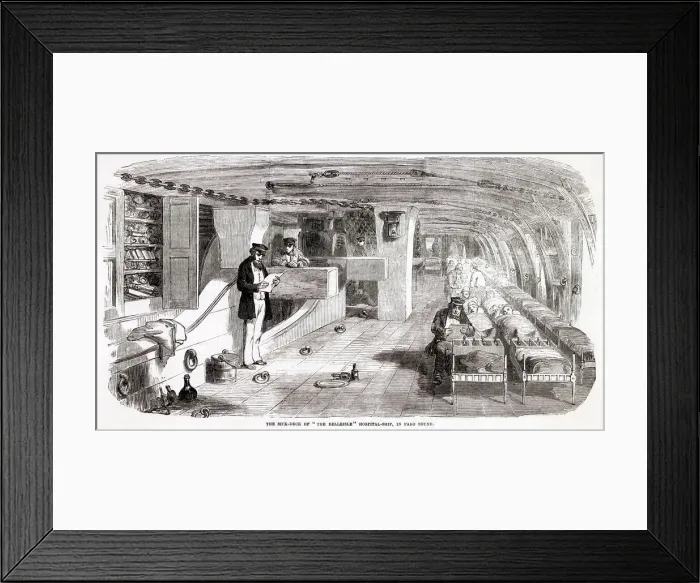 Framed Print : The sick deck of the Belleisle hospital ship in Faro Sound