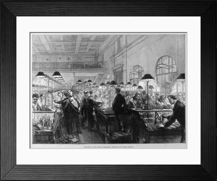 Framed Print : Gpo Sorting, 1875 Framed Print : Gpo Sorting, 1875