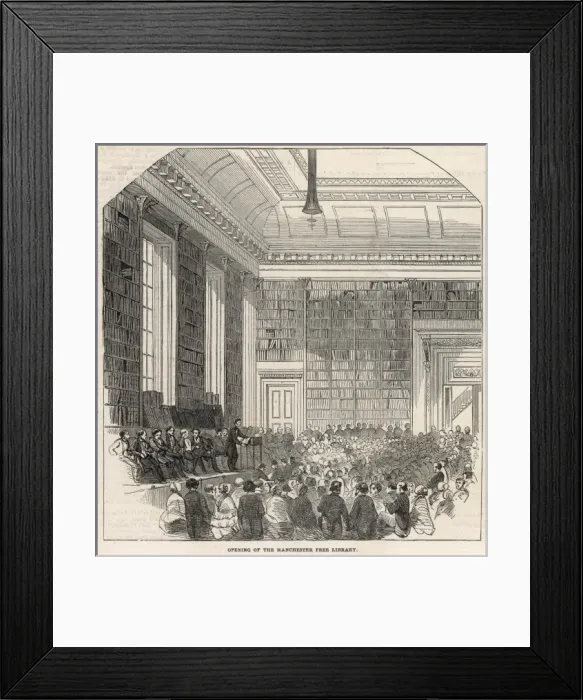 Framed Print : Manchester Free Lib Open Framed Print : Manchester Free Lib Open