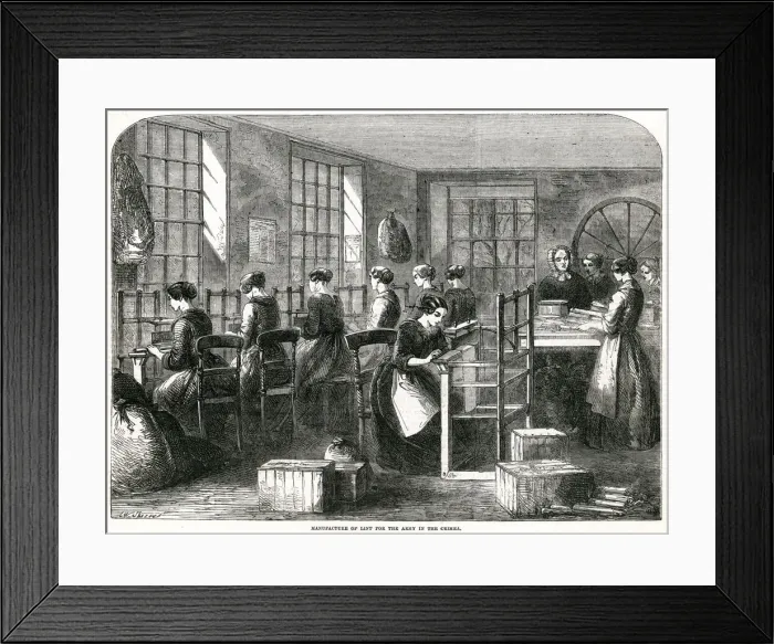 Framed Print : Manufacture of lint for the army in Crimea 1855 Framed Print : Manufacture of lint for the army in Crimea 1855