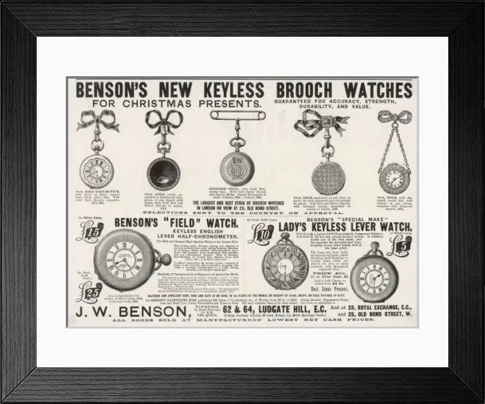Framed Print : Benson Watch Advert 1894