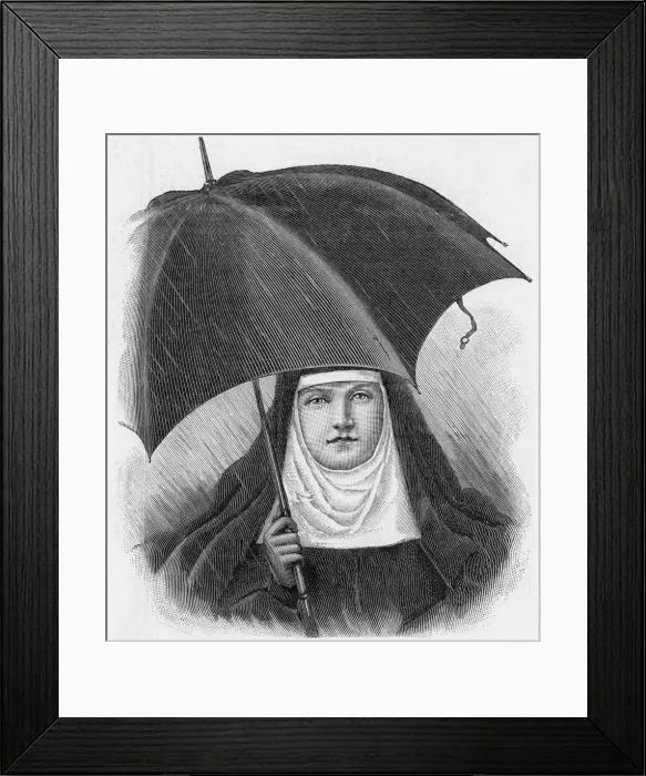 Framed Print : NUN IN THE RAIN Framed Print : NUN IN THE RAIN