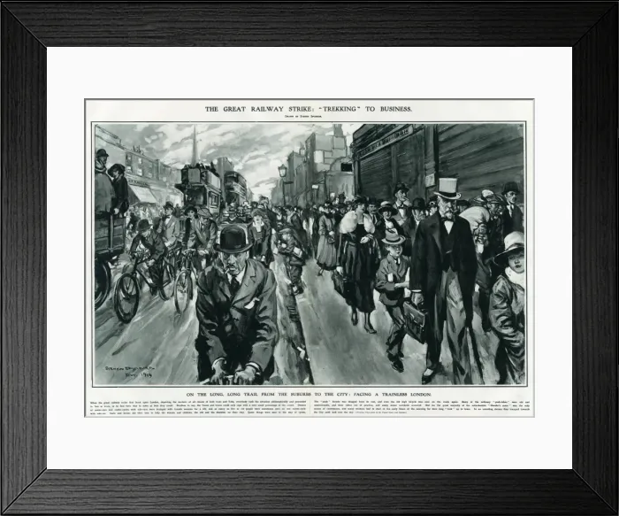 Framed Print : Great railway strike, trekking to business 1919 Framed Print : Great railway strike, trekking to business 1919
