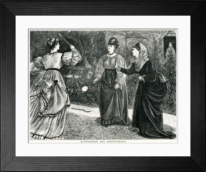 Framed Print : 3 LADIES PLAY BATTLEDORE 1871 Framed Print : 3 LADIES PLAY BATTLEDORE 1871