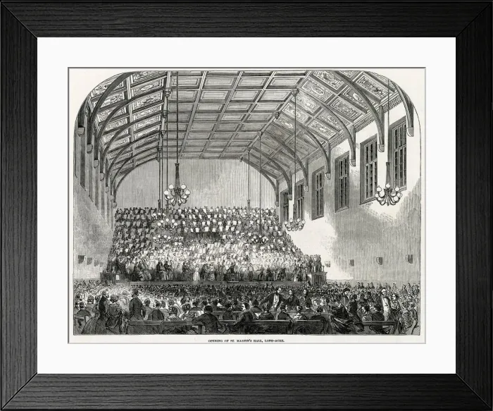 Framed Print : The opening concert at the new St Martins Hall, Long Acre, London. Date: 1850 Framed Print : The opening concert at the new St Martins Hall, Long Acre, London. Date: 1850