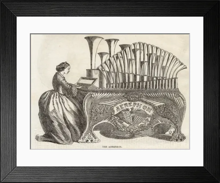 Framed Print : AEROPHON. Similar to the CALLIOPE, this American instrument is basically