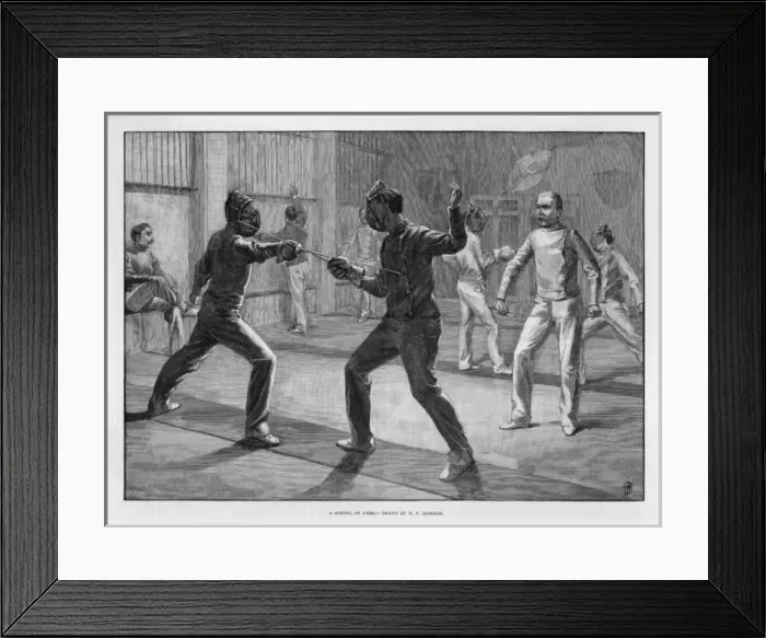 Framed Print : Fencing School 1890