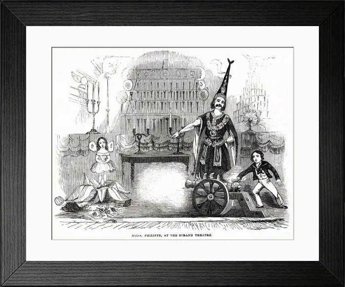 Framed Print : The stage magician, Monsieur Philippe, performs a magic trick involving a cannon Framed Print : The stage magician, Monsieur Philippe, performs a magic trick involving a cannon