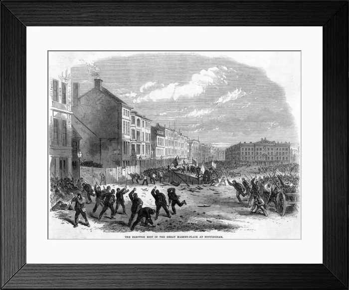 Framed Print : NOTTINGHAM RIOT 1865