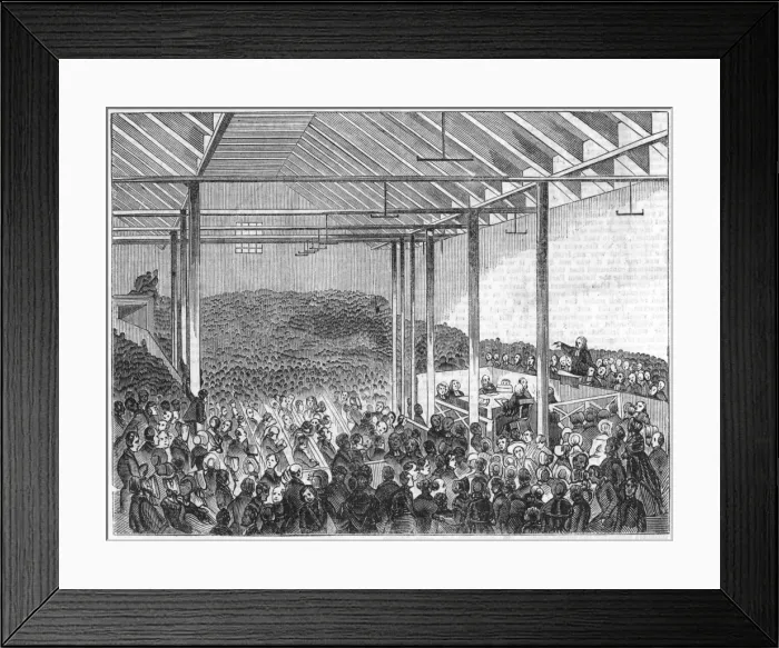 Framed Print : Free Church Meeting 1843