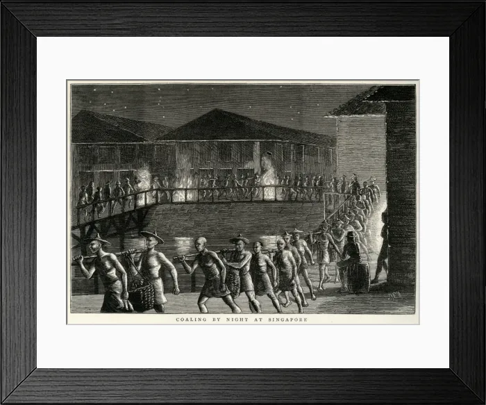 Framed Print : Coaling by night at Singapore 1876