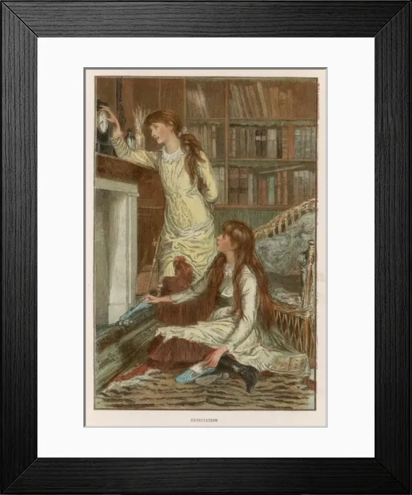 Framed Print : Girls at Fireside 1883