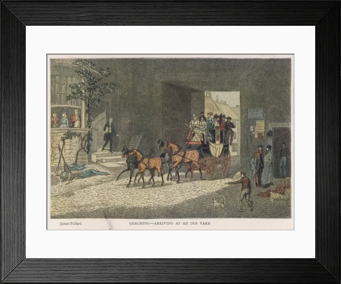 Framed Print : Stagecoach Arrives C1830 Framed Print : Stagecoach Arrives C1830