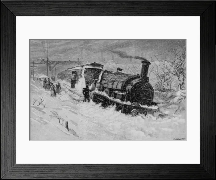 Framed Print : Train Derailed in Snow