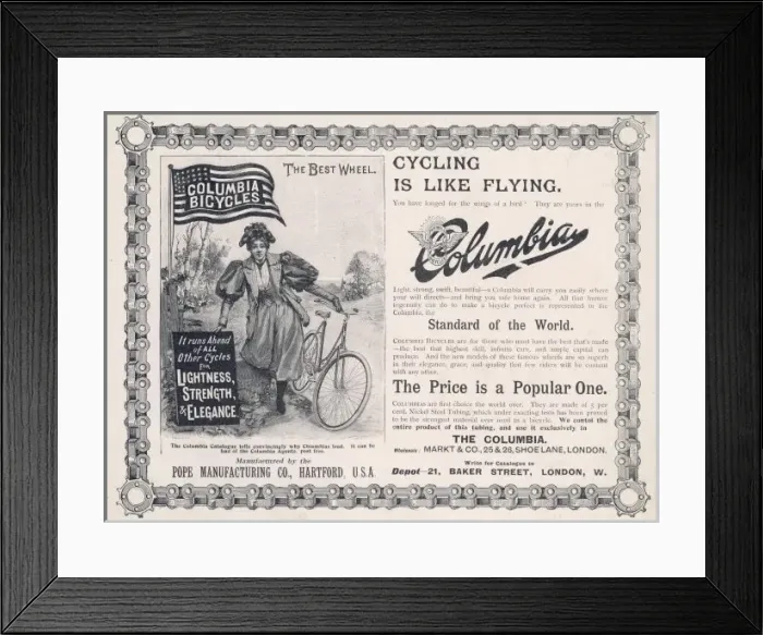 Framed Print : Columbia Advertisement Framed Print : Columbia Advertisement