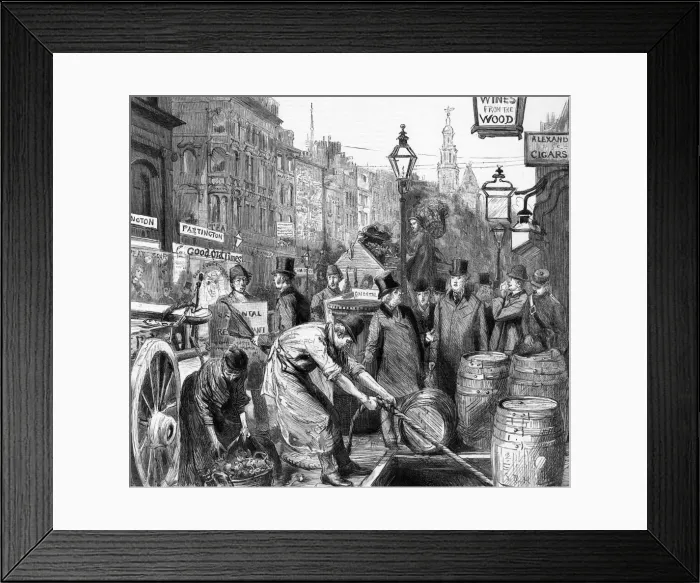 Framed Print : Strand / Busy / Barrels / 1889 Framed Print : Strand / Busy / Barrels / 1889