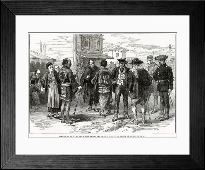 Framed Print : The old and the new, or change of costume in Japan Framed Print : The old and the new, or change of costume in Japan