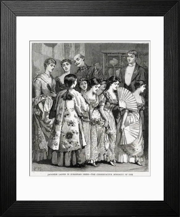 Framed Print : A group of Japanese ladies at a diplomatic reception in Tokyo appear in European-style Framed Print : A group of Japanese ladies at a diplomatic reception in Tokyo appear in European-style