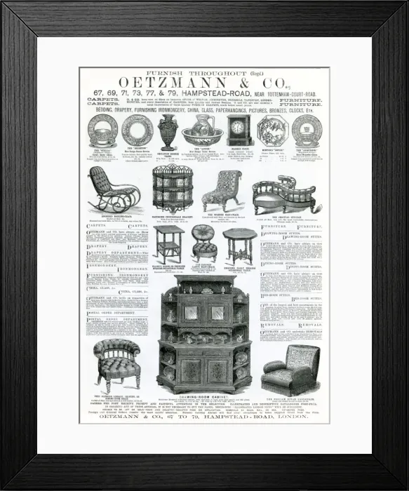 Framed Print : Advert for Oetzmann & Co. Victorian furniture 1884