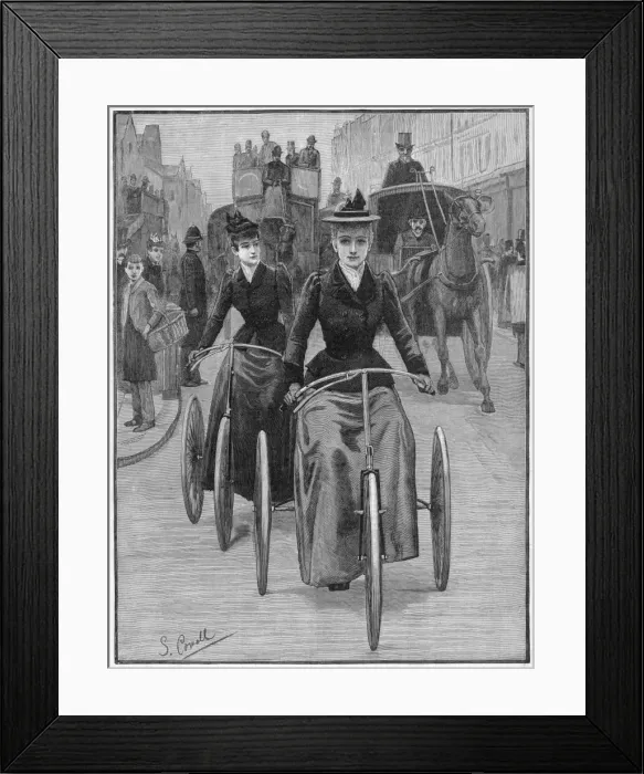 Framed Print : Ladies Cycling  /  1892