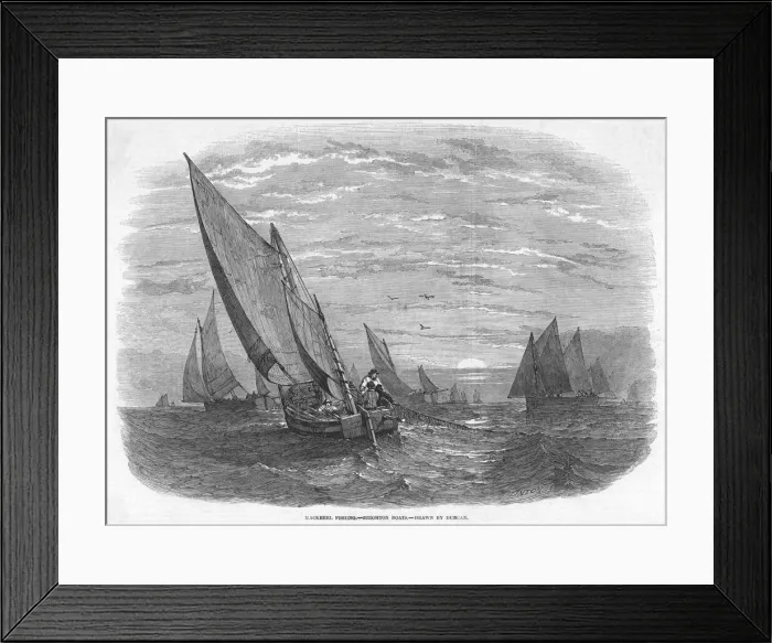 Framed Print : Mackerel Fishing / 1847 Framed Print : Mackerel Fishing / 1847