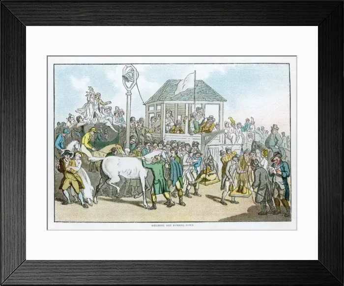 Framed Print : Rubbing down the Horses Framed Print : Rubbing down the Horses