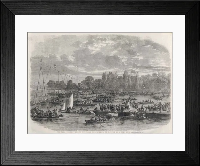 Framed Print : Female Blondin  /  Tightrope