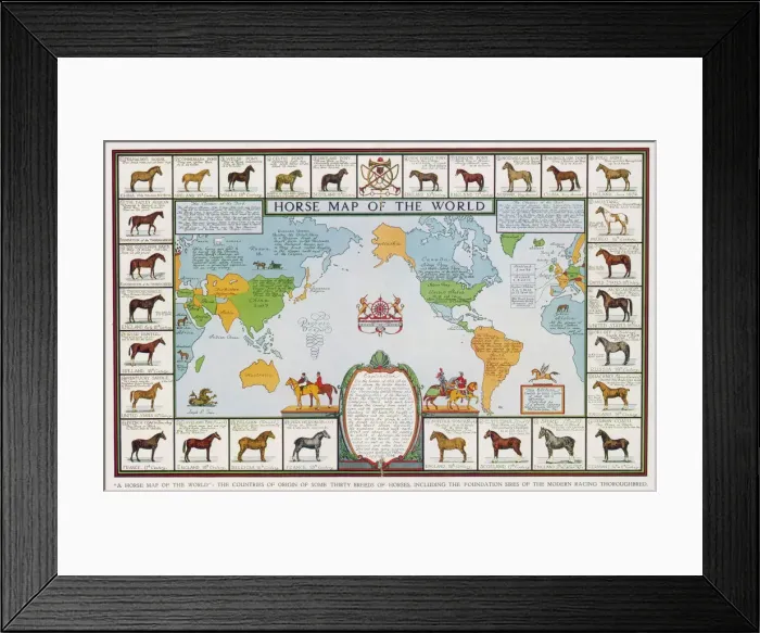 Framed Print : Horse Map of World 1936 Framed Print : Horse Map of World 1936