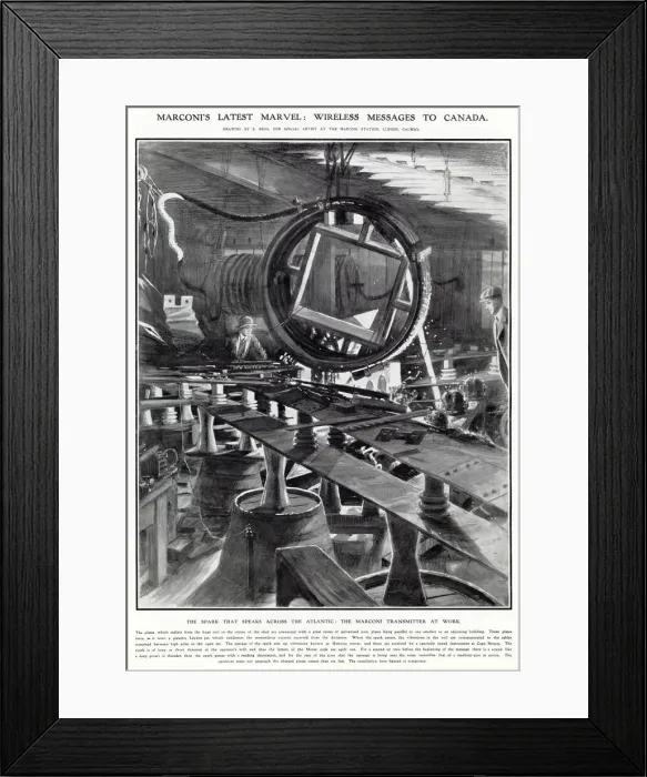 Framed Print : The spark that speaks across the Atlantic to Canada, Guglielmo Marconi transmitter Framed Print : The spark that speaks across the Atlantic to Canada, Guglielmo Marconi transmitter