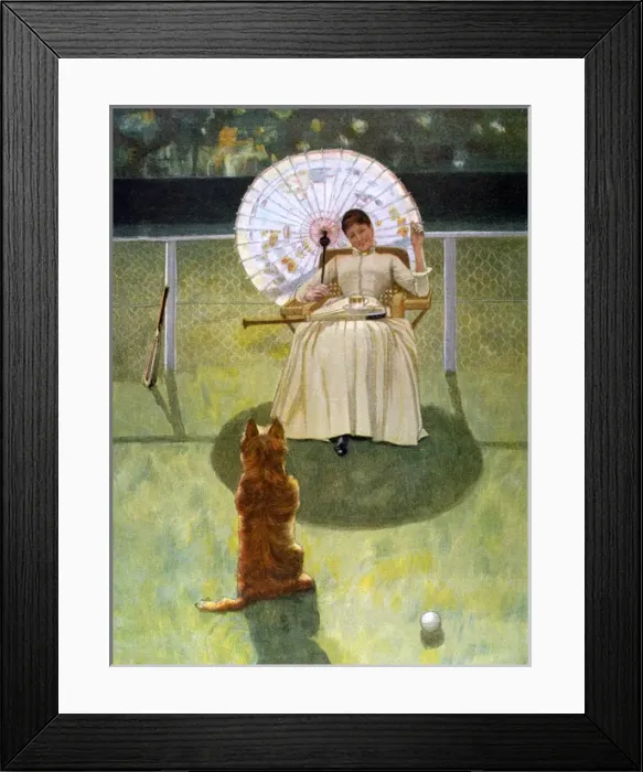 Framed Print : Lady and Begging Dog Framed Print : Lady and Begging Dog