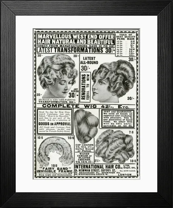 Framed Print : Advert for International Hair Co. 1913 Framed Print : Advert for International Hair Co. 1913