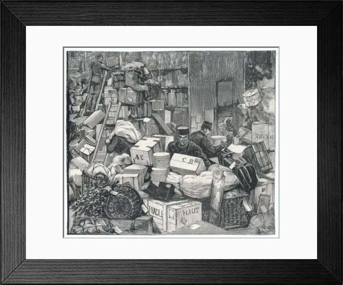 Framed Print : Rail Strike  /  Luggage  /  1891